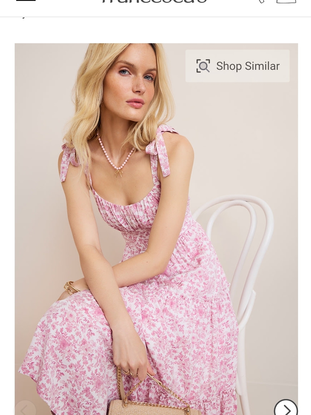 Francesca's Collections Pink Floral Tie-Shoulder Midi Dress